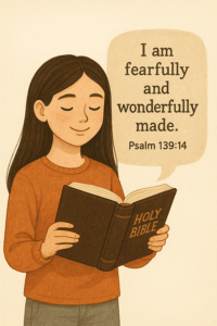 성경적 자존감을 세우기 위해 말씀에서 답을 얻는 자녀의 이미지