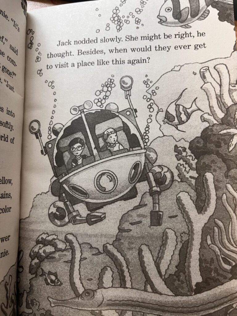 Magic tree house 9권에서 잭과 애니는 미니 잠수함을 타고 해양 탐험을 한다.