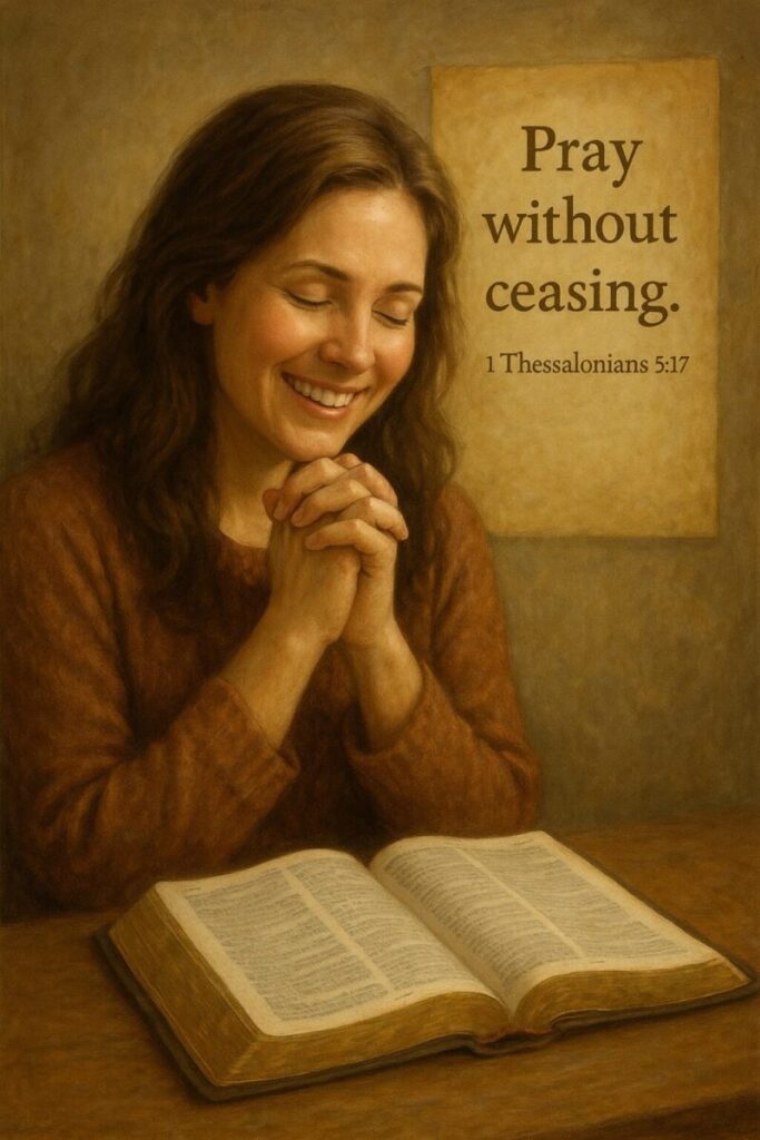 남편을 위한 기도 31일을 수행하기 위해 기도하는 아내의 이미지