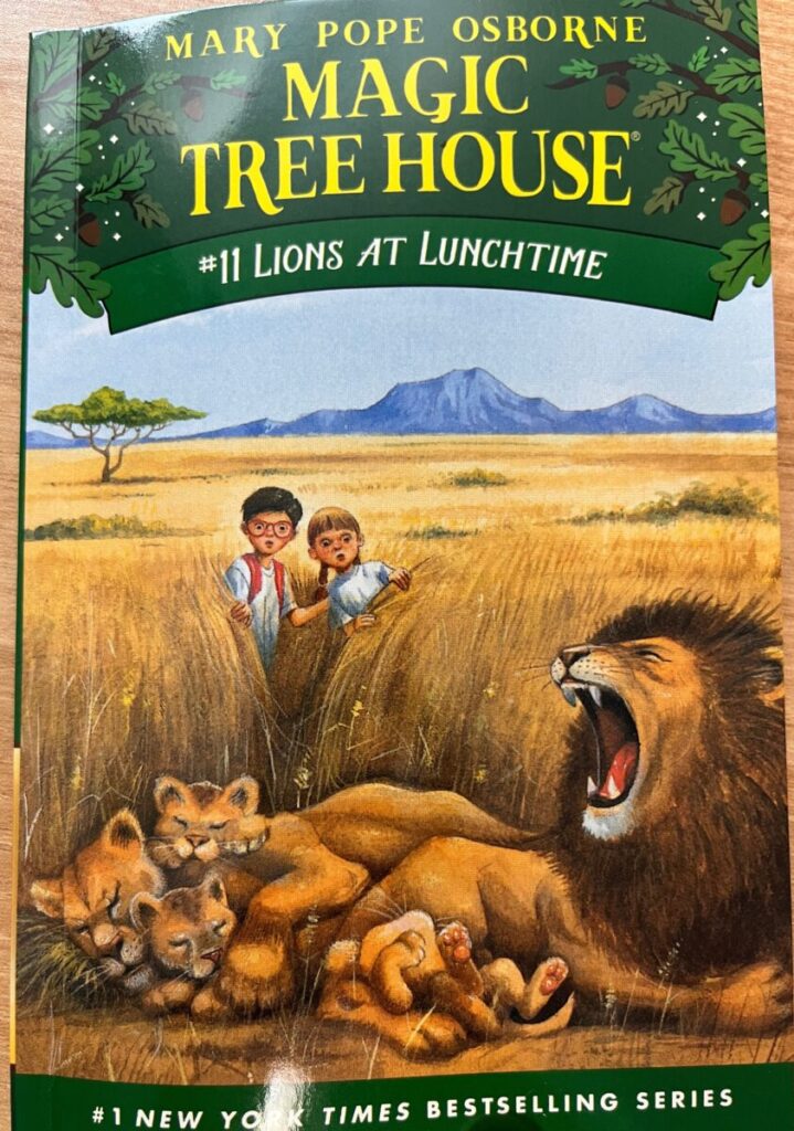 Maigc Tree House, 매직트리하우스 11권에서 초원에서 모험을 하는 잭과 애니의 이미지