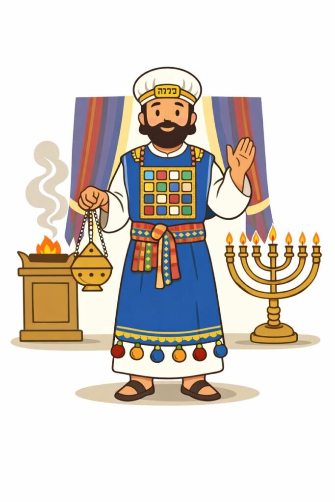 토라포션 20 테짜베의 내용인 제사장의 의복과 등불에 대한 이미지